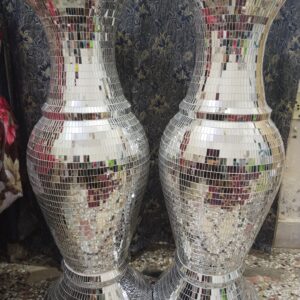 Decorative Mirror Work Vase Pair for Wedding Home Decor Pakistan شیشے کے گملے شادی بیاہ گھر کی سجاوٹ کے لیے